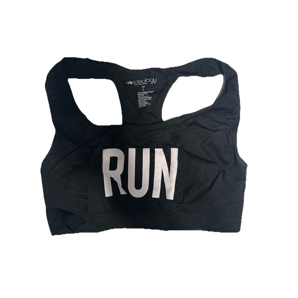 Ideology Sports Bra Women L Black Nylon Blend Seamless Run